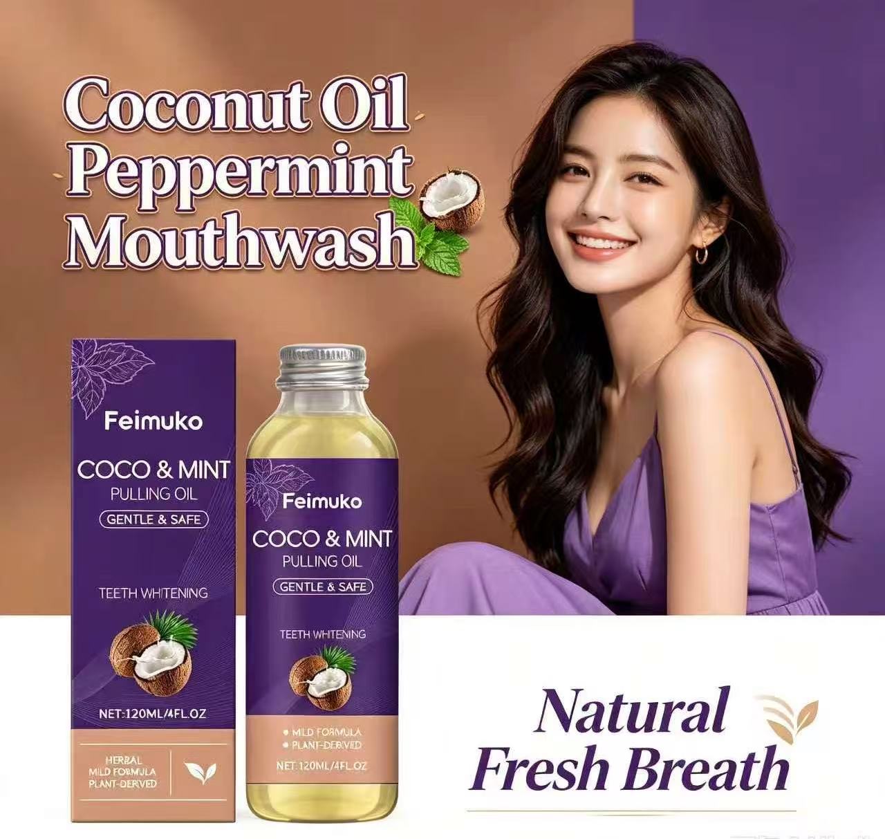 Coconut Oil Pull - Coconut Oil Peppermint Pulling Oil Mouthwash