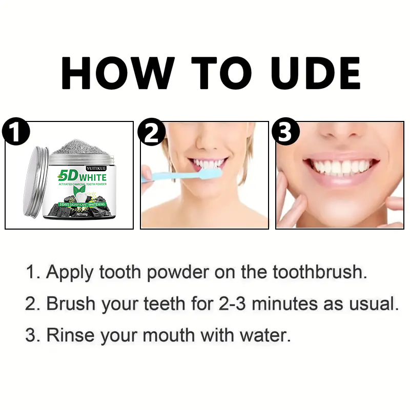YUlTlKUE 5D White Activated ch - Teeth Whitening Charcoal Powder 评论和价格